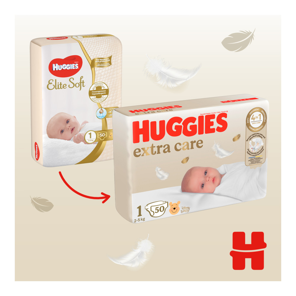 Подгузник Huggies Extra Care 1 (2-5 кг), 50 шт (5029053564883) Подгузник Huggies Extra Care 1 (2-5 кг), 50 шт (5029053564883)