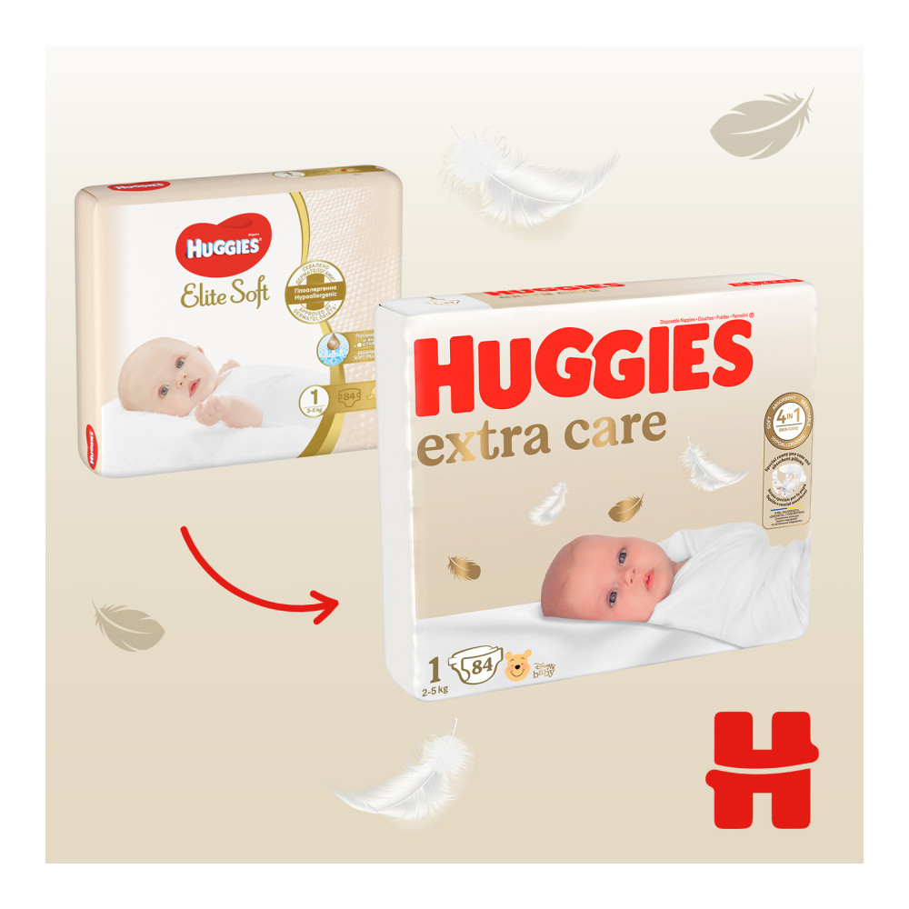 Подгузник Huggies Extra Care 1 (2-5 кг), 84 шт (5029053578057) Подгузник Huggies Extra Care 1 (2-5 кг), 84 шт (5029053578057)