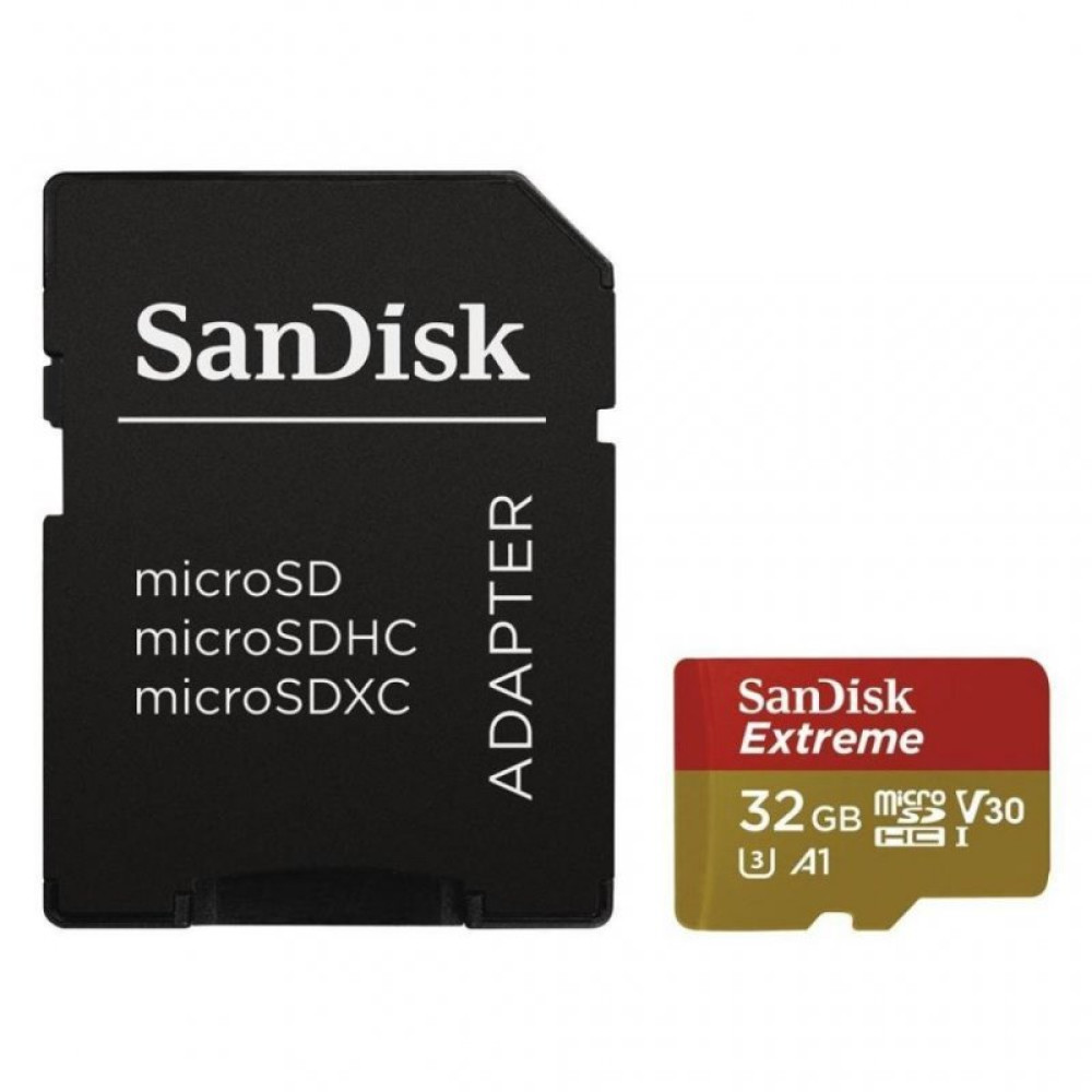 Карта памяти SANDISK 32GB microSDHC V30 A1 UHS-I U3 4K Extreme (SDSQXAF-032G-GN6MA)