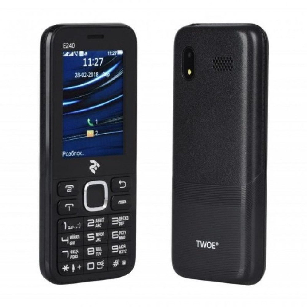 Мобильный телефон 2E E240 DualSim Black (70874407113)