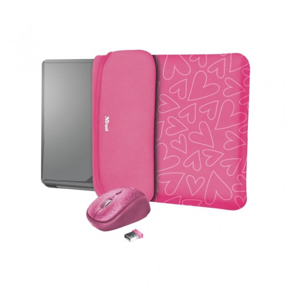 Чехол для ноутбука Trust Yvo Mouse & Sleeve 15.6" Pink+ mouse (23443)