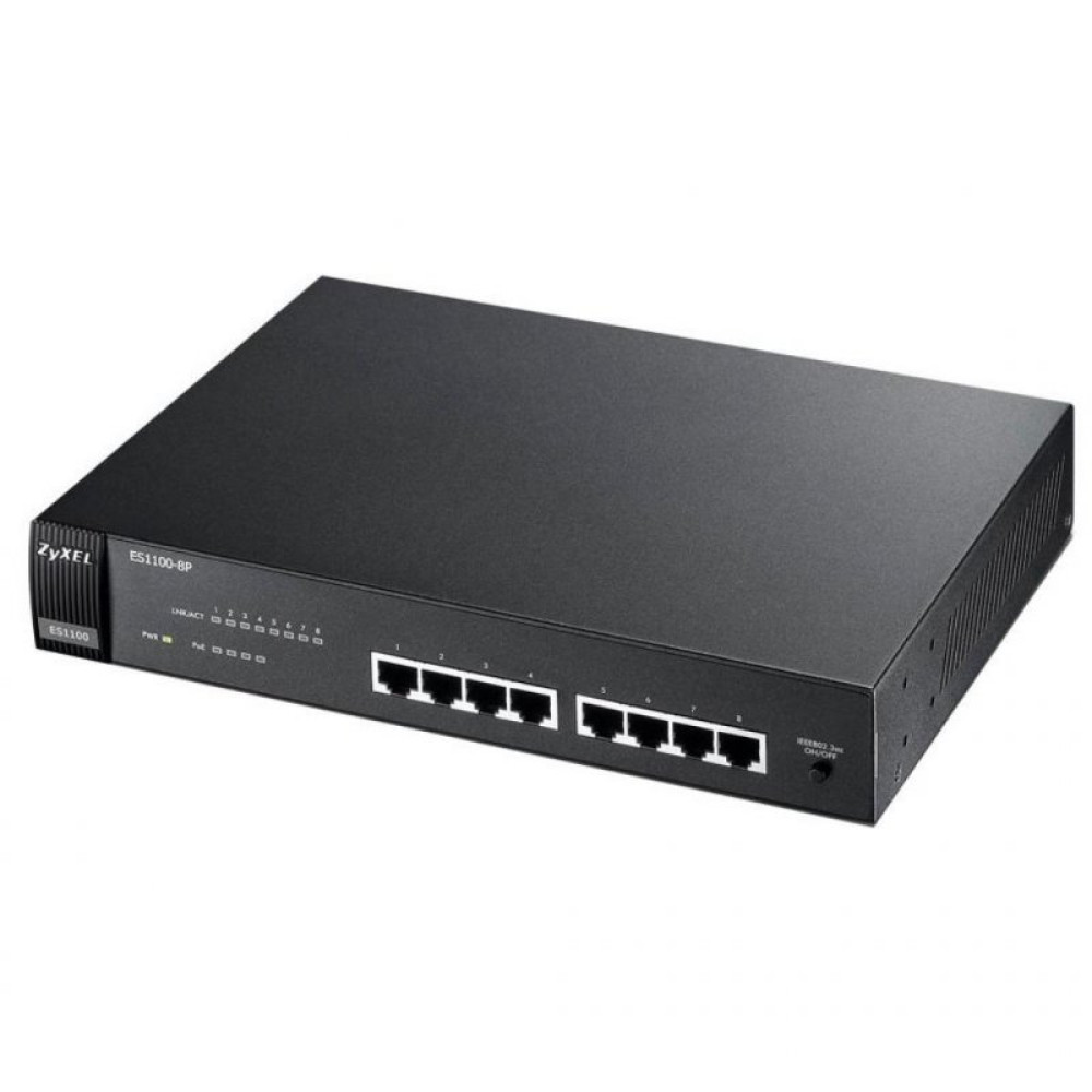 Коммутатор сетевой ZyXel ES1100-8P (ES1100-8P-EU0102F)