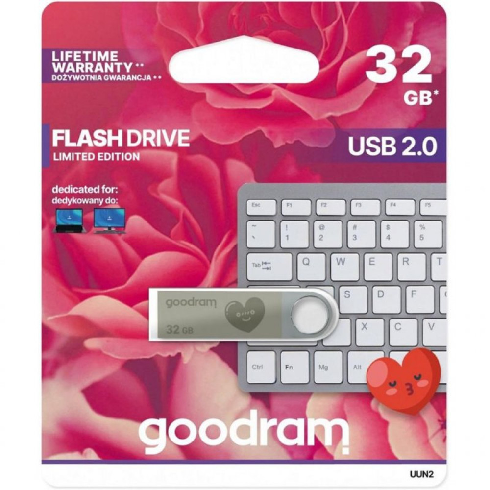 USB флеш накопичувач Goodram 32GB UUN2 Valentine Silver USB 2.0 (UUN2-0320S0R11-V)