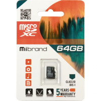 Карта памяти Mibrand 64GB microSDXC class 10 UHS-I (MICDXU1/64GB)