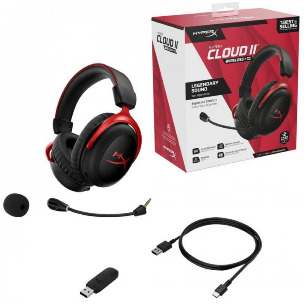 Навушники HyperX Cloud II Wireless Black-red (HHSC2X-BA-RD/G)