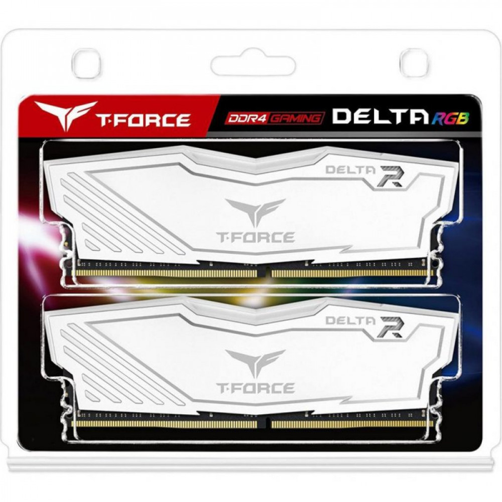 Модуль пам'яті для комп'ютера DDR4 16GB (2x8GB) 3600 MHz T-Force Delta White RGB Team (TF4D416G3600HC18JDC01)
