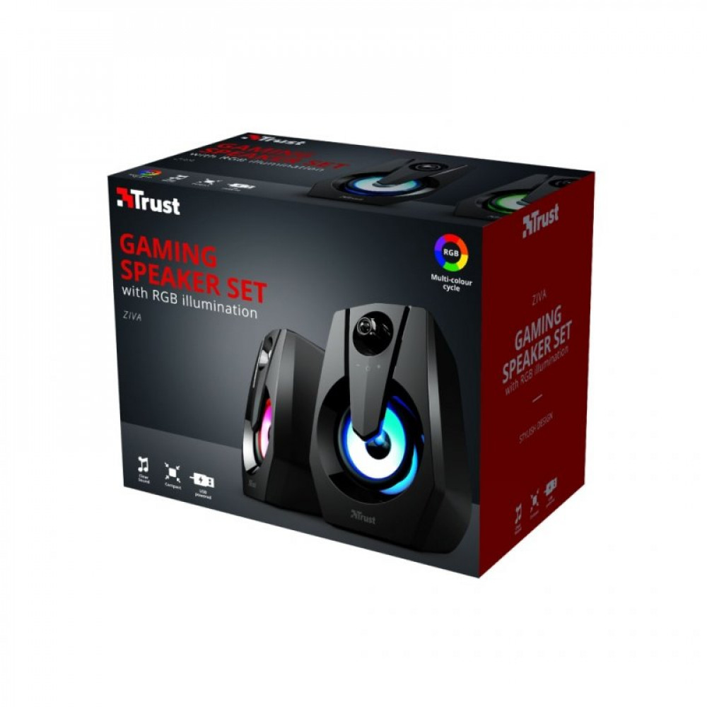 Акустическая система Trust Ziva RGB Illuminated Black (24071)