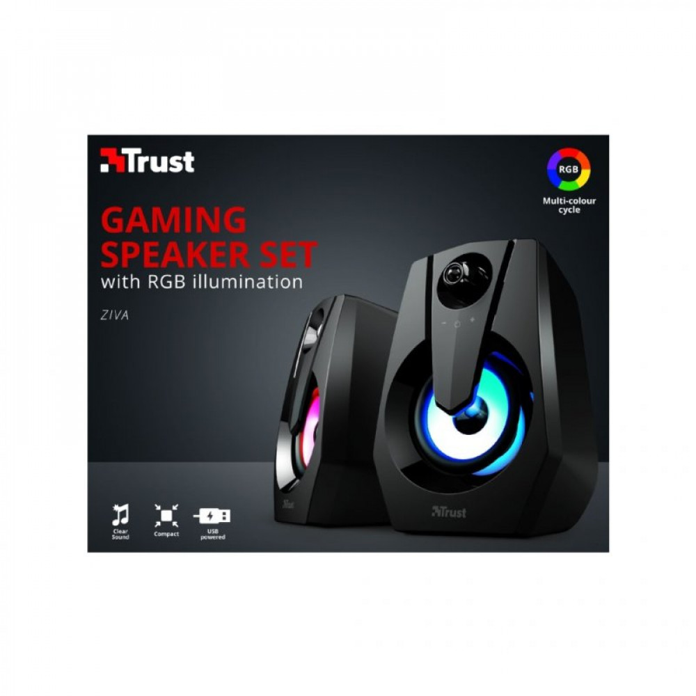Акустическая система Trust Ziva RGB Illuminated Black (24071)