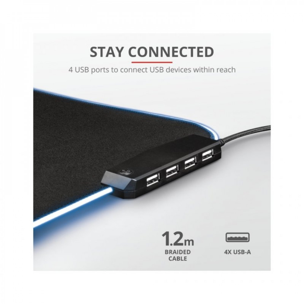 Килимок для мишки Trust GXT 765 Glide-Flex RGB Mouse Pad with USB Hub Black (23646)