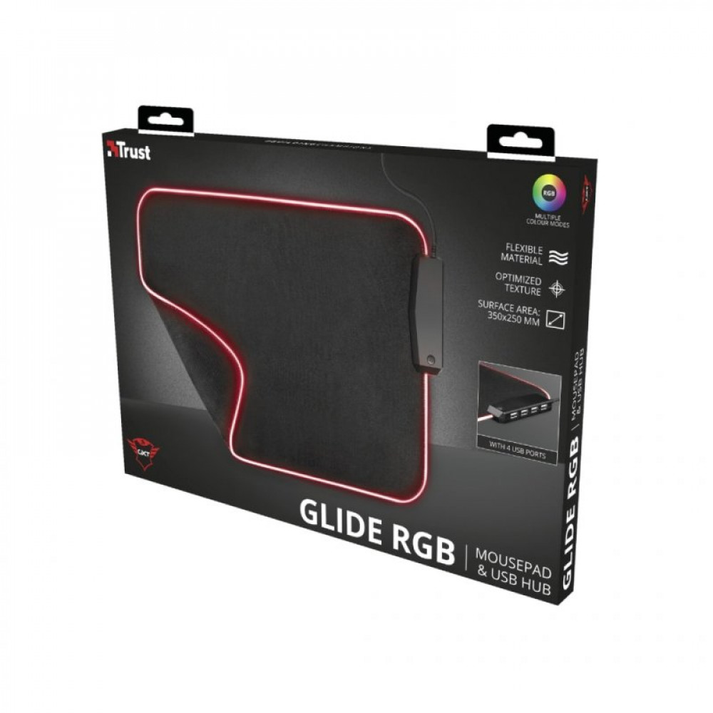 Килимок для мишки Trust GXT 765 Glide-Flex RGB Mouse Pad with USB Hub Black (23646)