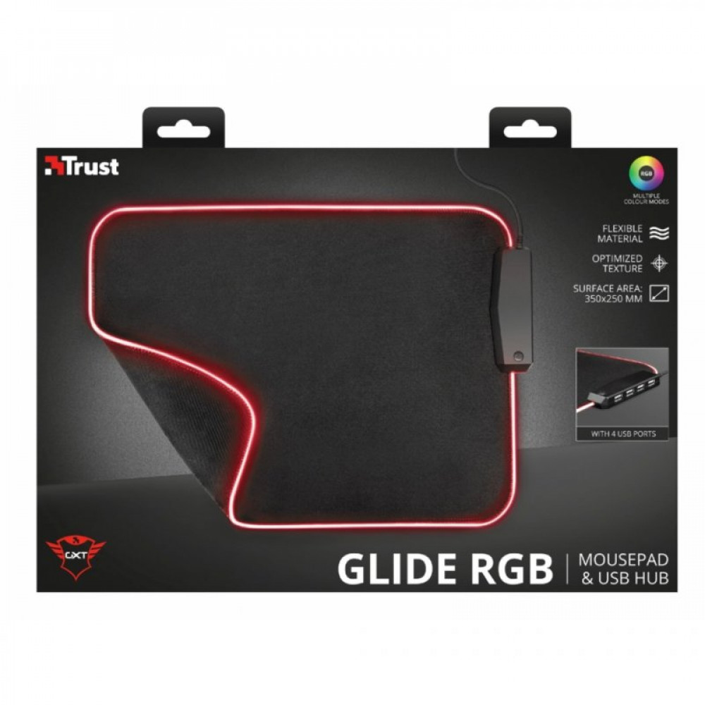 Килимок для мишки Trust GXT 765 Glide-Flex RGB Mouse Pad with USB Hub Black (23646)