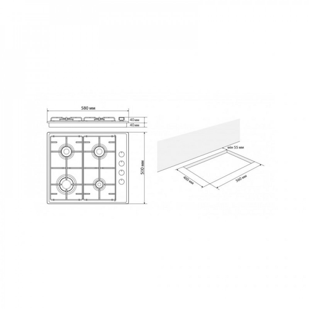 Варочная поверхность Jantar HGF 60 BL EF