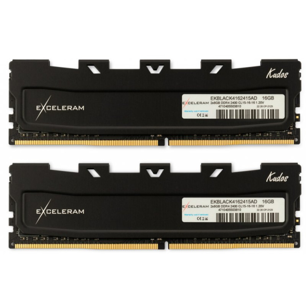 Модуль пам'яті для комп'ютера DDR4 16GB (2x8GB) 2400 MHz Black Kudos eXceleram (EKBLACK4162415AD)
