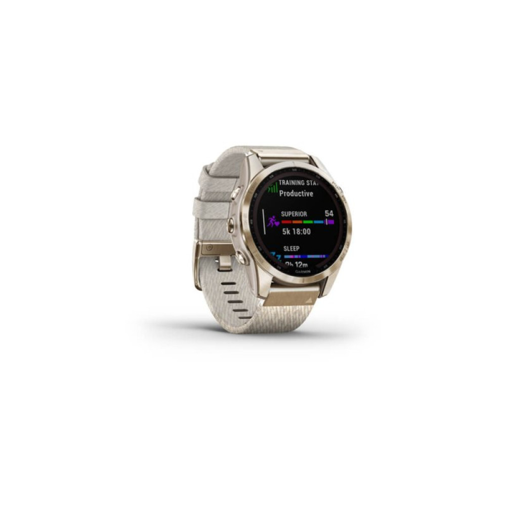 Смарт-часы Garmin fenix 7S,Sapph Sol, Cream Gold Ti w/Cream Nylon, GPS (010-02539-39)