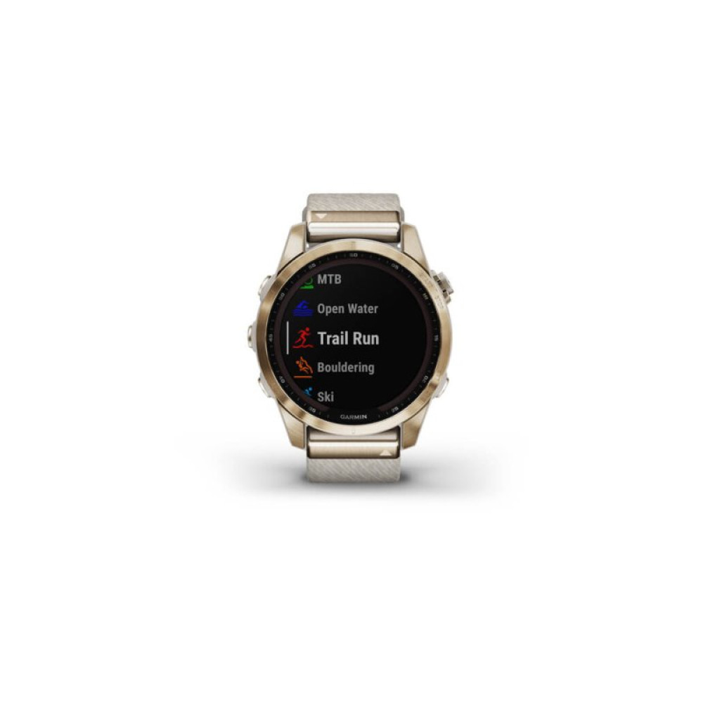 Смарт-часы Garmin fenix 7S,Sapph Sol, Cream Gold Ti w/Cream Nylon, GPS (010-02539-39)
