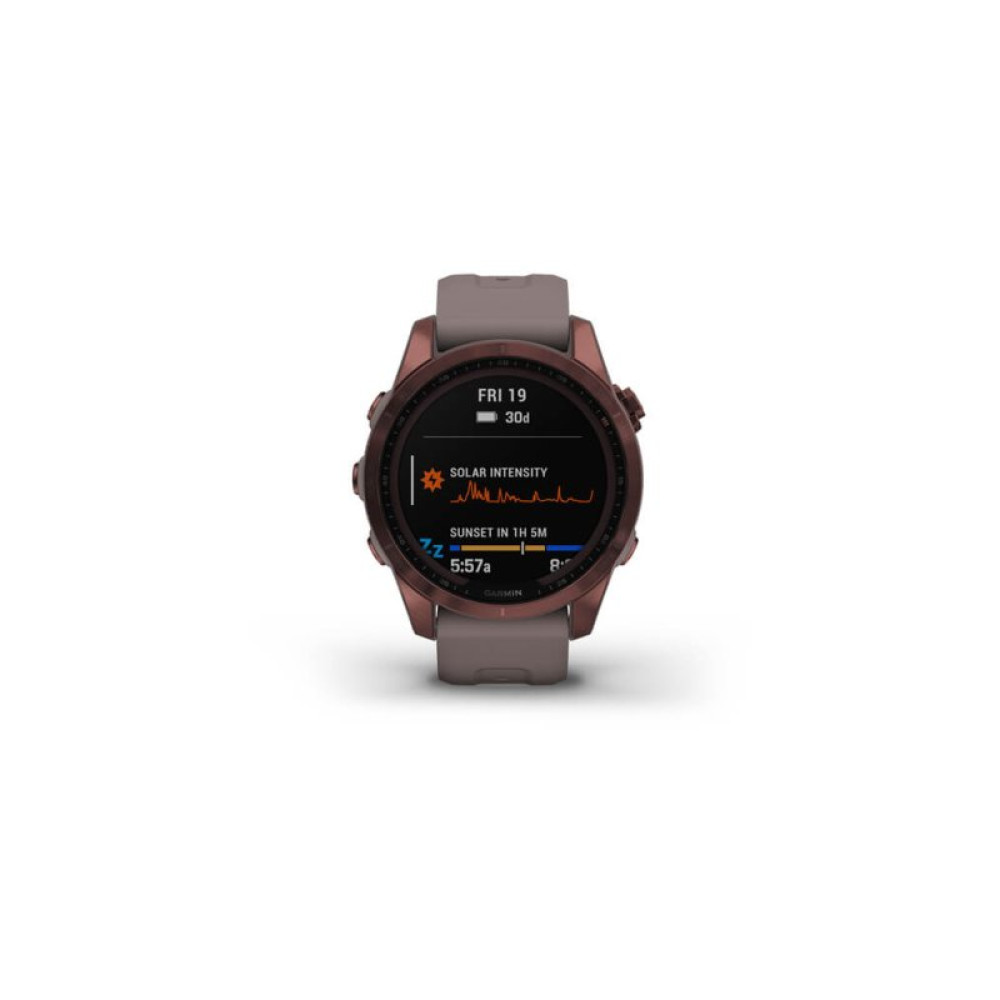 Смарт-годинник Garmin fenix 7S Sapphire Sol, Dark Bronze Ti w/Shale Gray Band, GPS (010-02539-29)