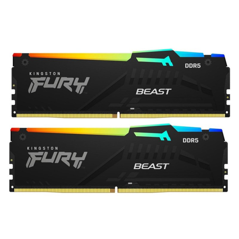 Модуль памяти для компьютера DDR5 16GB (2x8GB) 6000 MHz Beast RGB Kingston Fury (ex.HyperX) (KF560C40BBAK2-16)