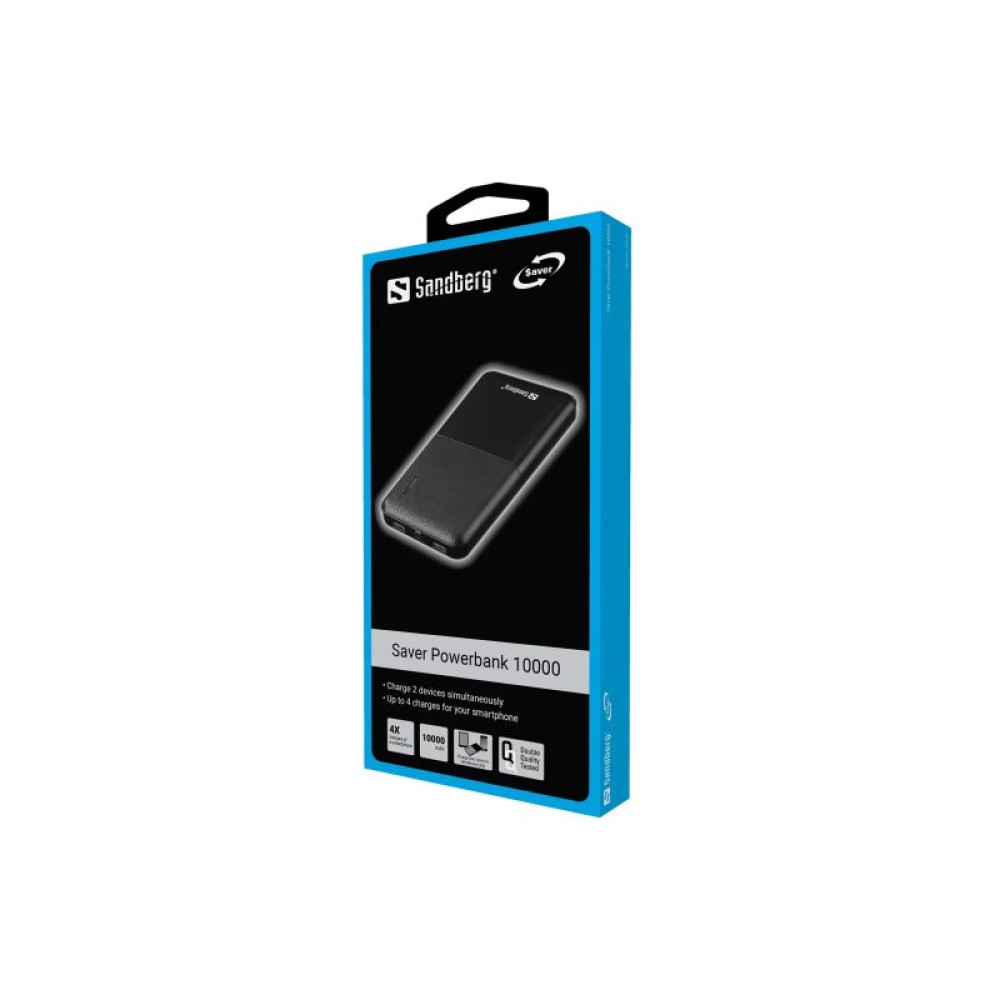 Батарея універсальна Sandberg 10000mAh, Saver, USB-C, Micro-USB, output: USB-A*2 Total 5V/2.4A (320-34)