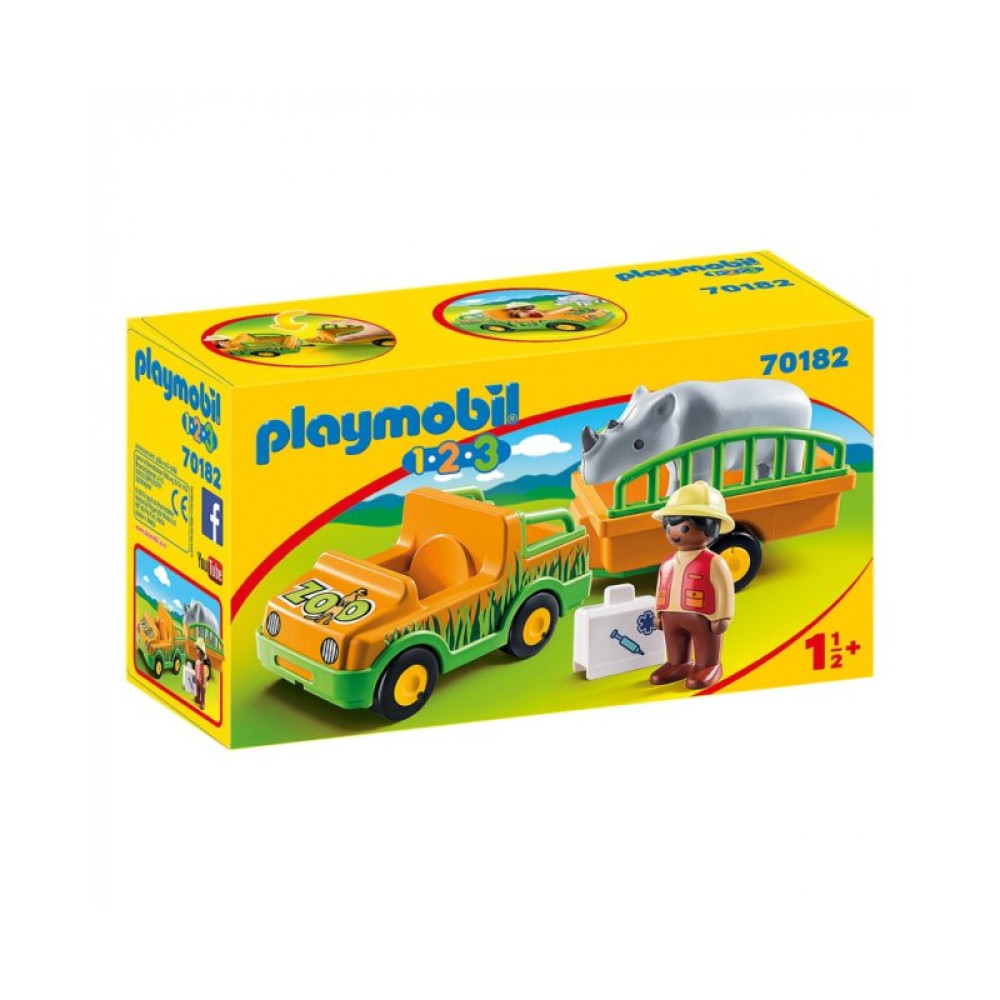 Конструктор Playmobil Джип с прицепом и носорогом (6336519)