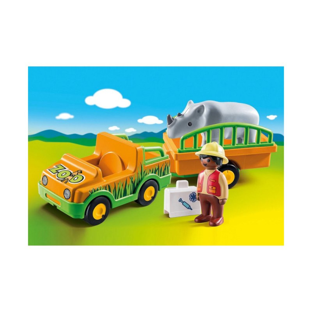 Конструктор Playmobil Джип с прицепом и носорогом (6336519)