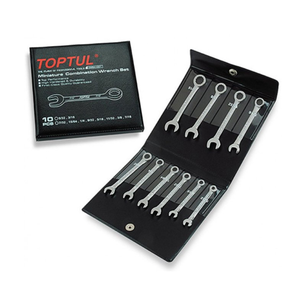 Набор инструментов Toptul ключей дюймовых комбинированных миниатюрных 10 шт. (5/32"-7/ (GBBA1001)