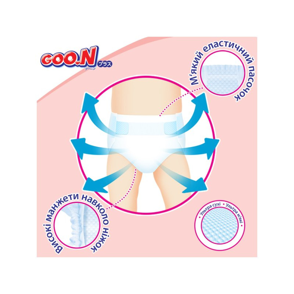 Подгузник GOO.N Plus Big 12-20 кг розмір XL на липучках 42 шт (843337)