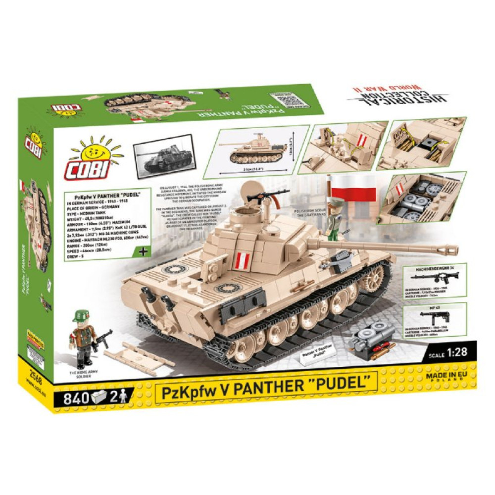 Конструктор Cobi Танк Пантера V – Пудель 1:28, 840 деталей (COBI-2568)