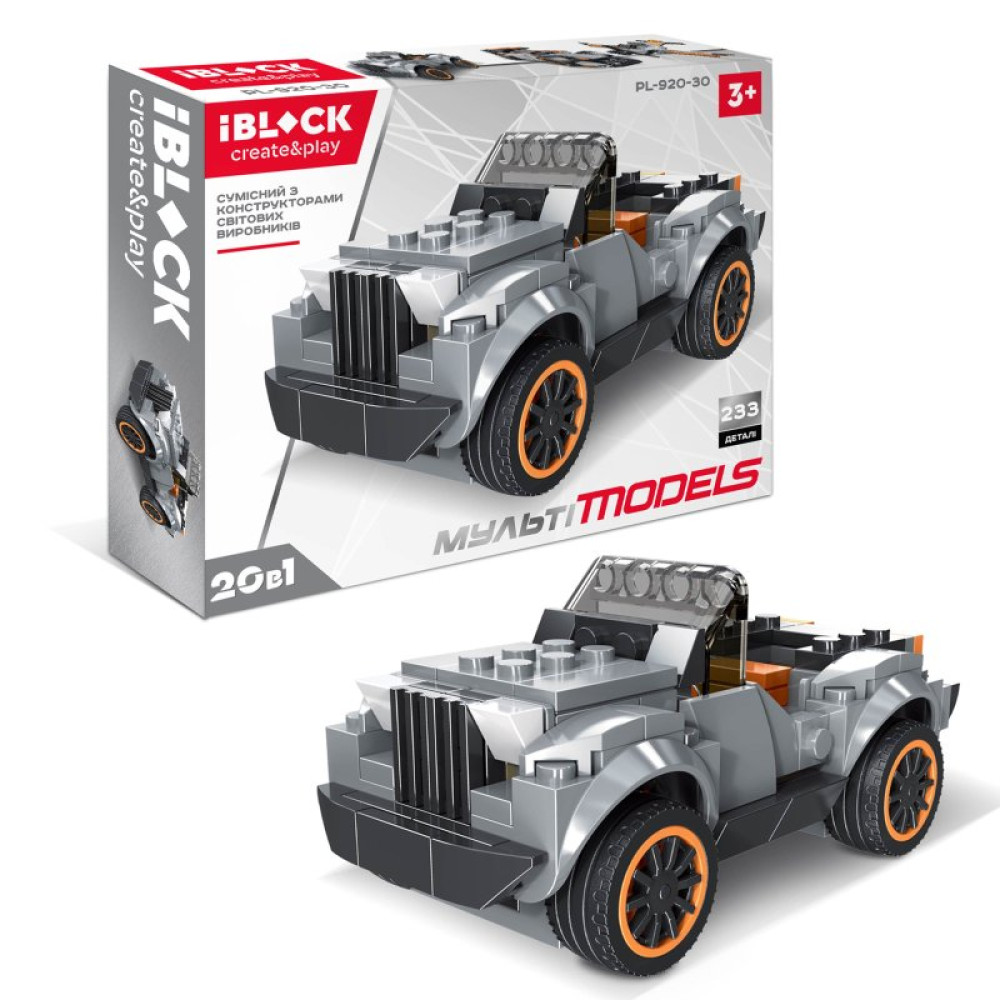 Конструктор iBlock Мульти models Машинка серая (PL-920-30)