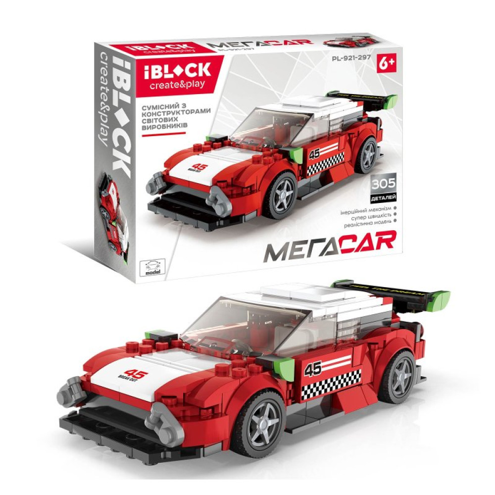 Конструктор iBlock Спорткар красный (PL-921-297)
