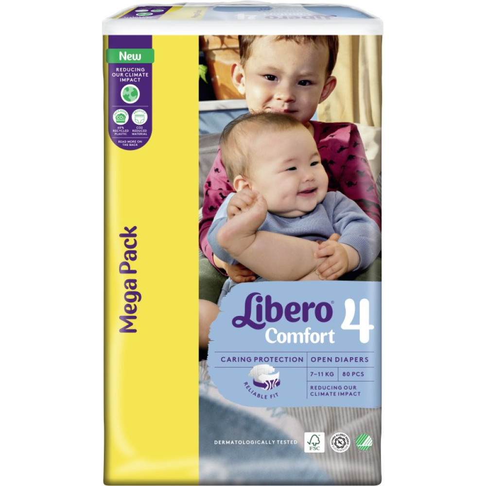 Подгузник Libero Comfort Размер 4 (7-11 кг) 80 шт (7322541756820)