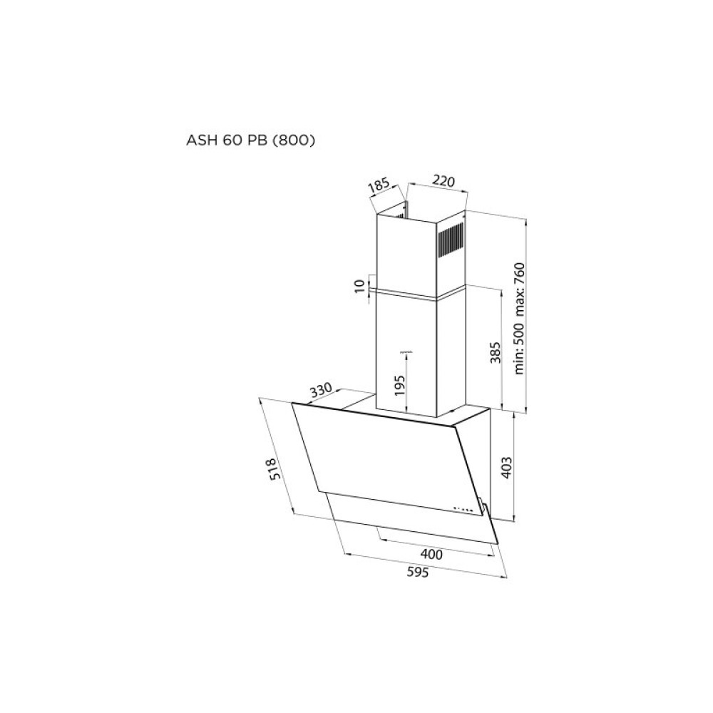 Вытяжка кухонная Pyramida ASH 60 PB (800) GWH