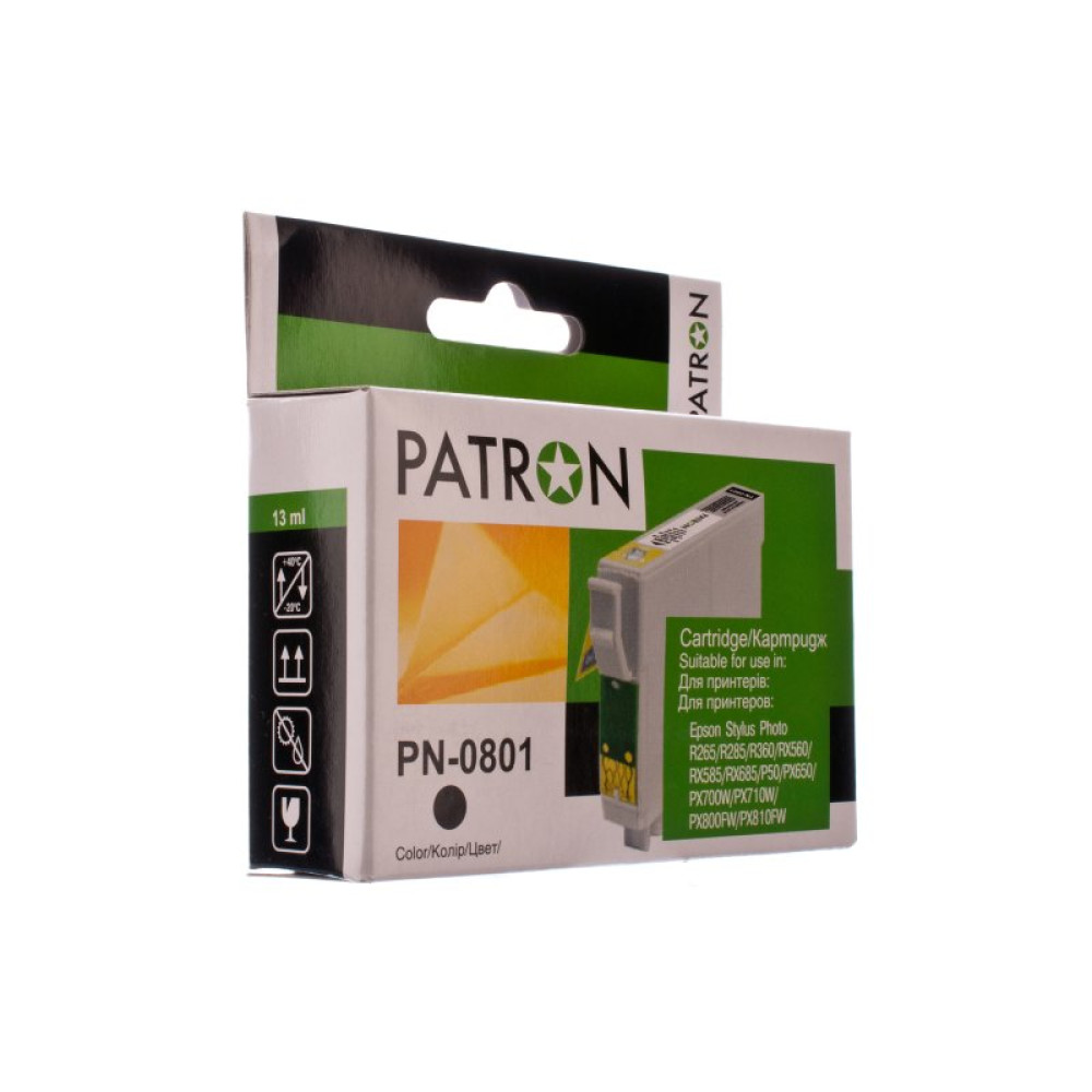 Картридж Patron EPSON R265/285/360,RX560/585/685,P50,PX650 BLACK (T0801) (PN-0801)