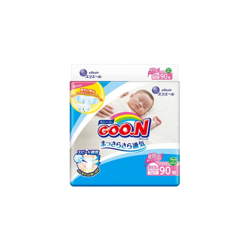 Подгузник GOO.N для новорожденных до 5 кг размер SS на липучках 90 шт (843152)