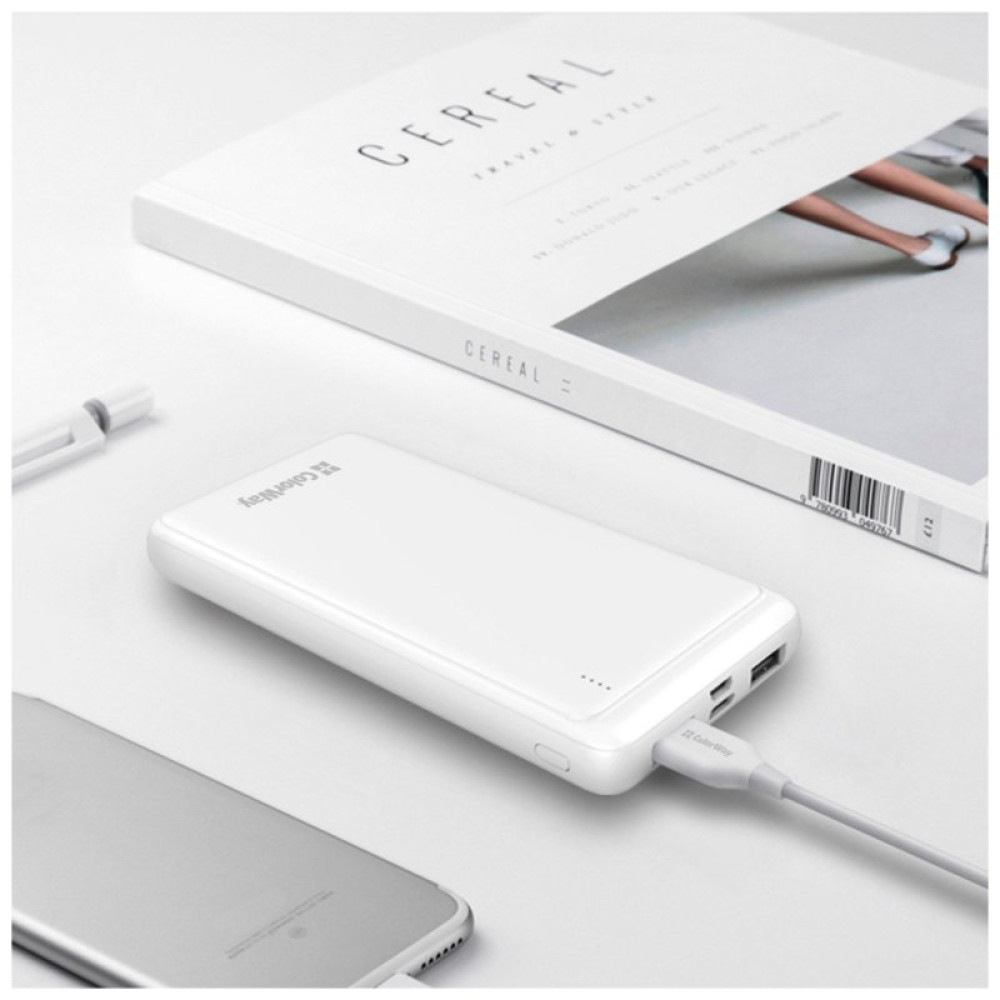Батарея универсальная ColorWay 10 000 mAh Slim (USB QC3.0 + USB-C Power Delivery 18W) White (CW-PB100LPG3WT-PD)