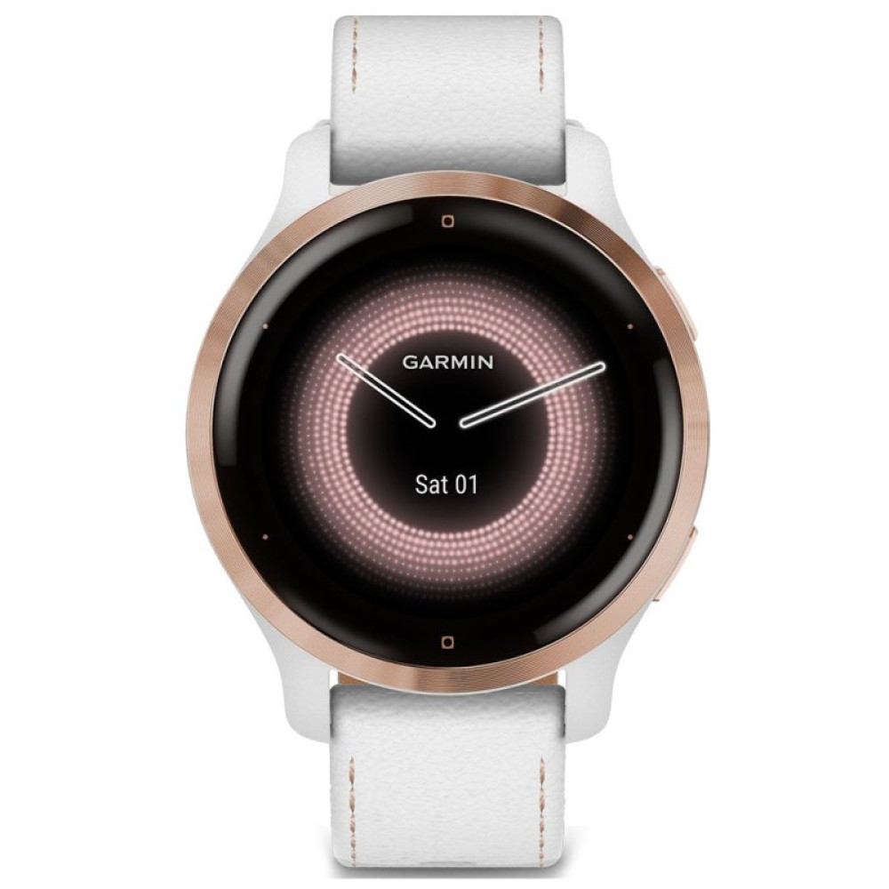 Смарт-часы Garmin Venu 2S, Rose Gold + White, Leather (010-02429-23)