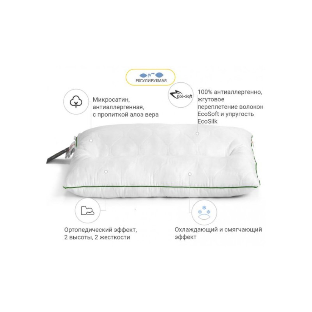 Подушка MirSon ортопедическая DeLuxe Eco-Soft Aloe Vera 564 ортопедическая (2200000625151) Подушка MirSon ортопедическая DeLuxe Eco-Soft Aloe Vera 564 ортопедическая (2200000625151)