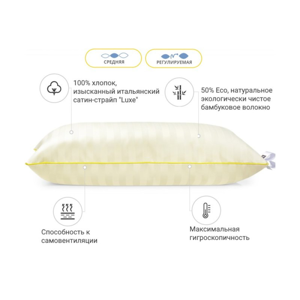 Подушка MirSon бамбуковая Hand Made Carmela 937 средняя 60x60 (2200000557414)