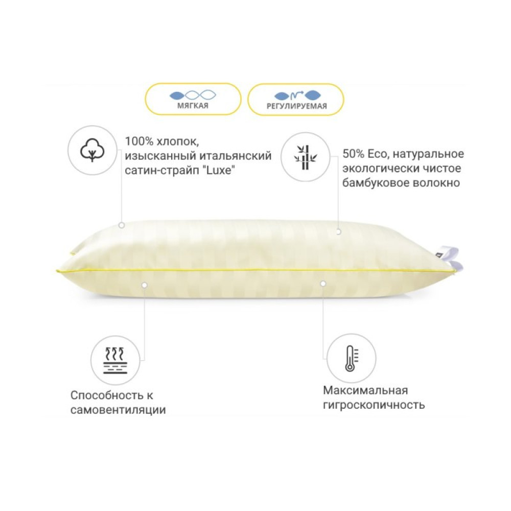 Подушка MirSon бамбуковая Hand Made Carmela 936 низкая 60x60 (2200000557407)