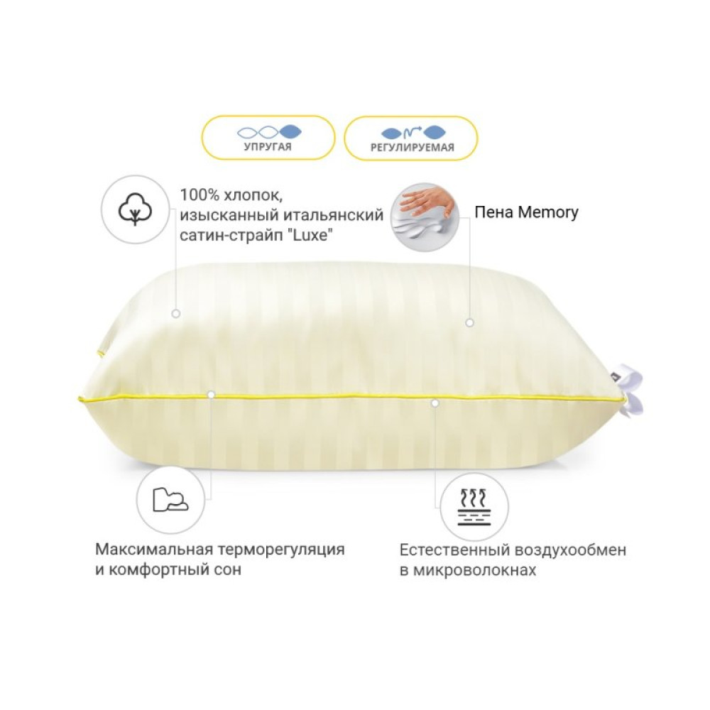 Подушка MirSon 1485 Carmela Hand Made memory effekt Высокая 45х45 см (2200003263367)