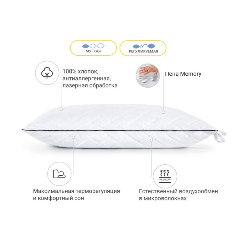 Подушка MirSon 1486 Royal Pearl memory effekt Мягкая 40х40 см (2200003263381)