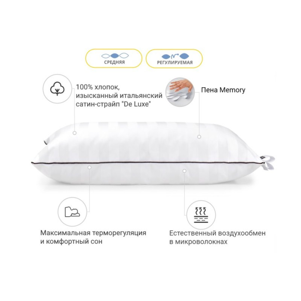 Подушка MirSon 1490 Royal Pearl Hand Made memory effekt Средняя 40х40 см (2200003263503)