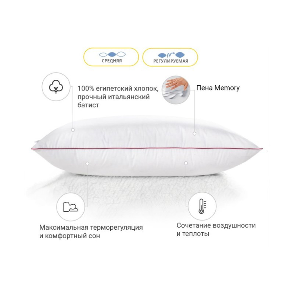 Подушка MirSon 1493 DeLuxe memory effekt Средняя 40х40 см (2200003263596)