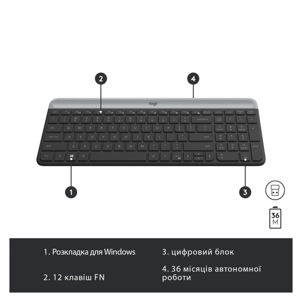 Комплект Logitech MK470 Slim Wireless UA Graphite (920-009204)