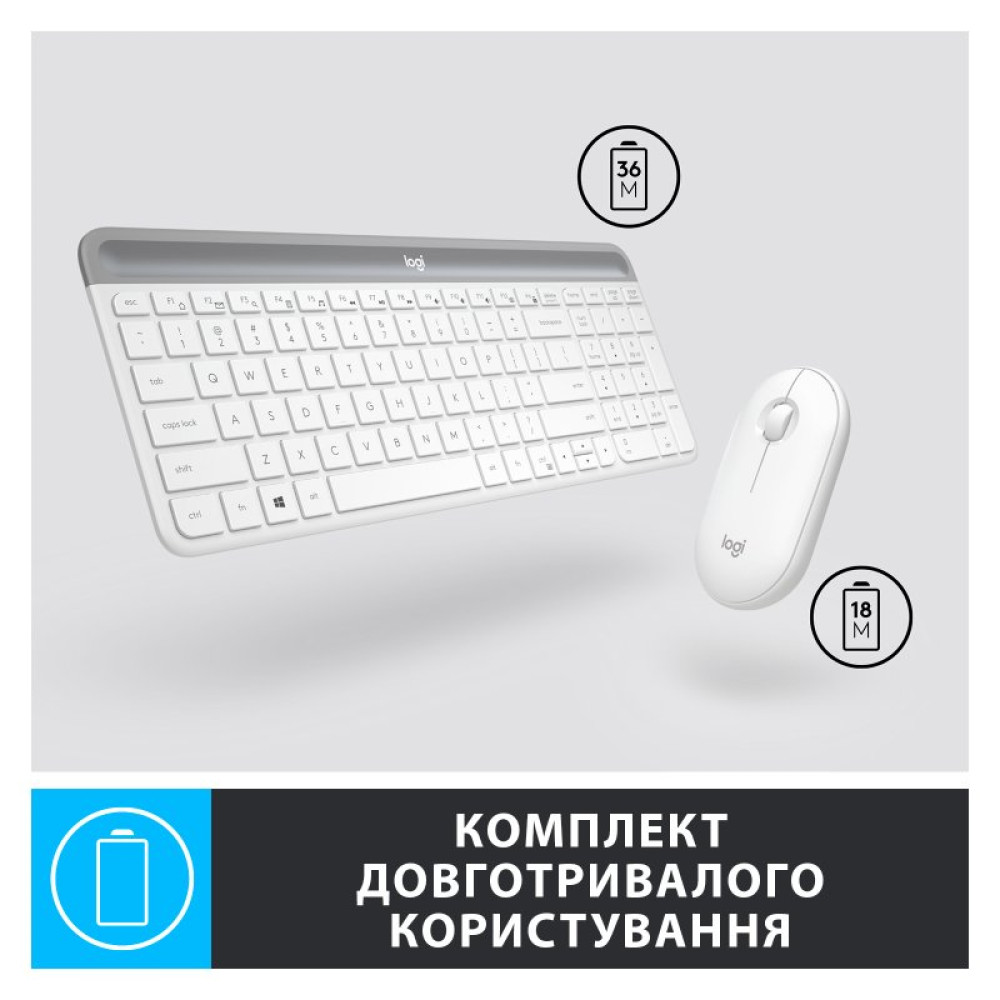 Комплект Logitech MK470 Slim Wireless UA Off-White (920-009205)