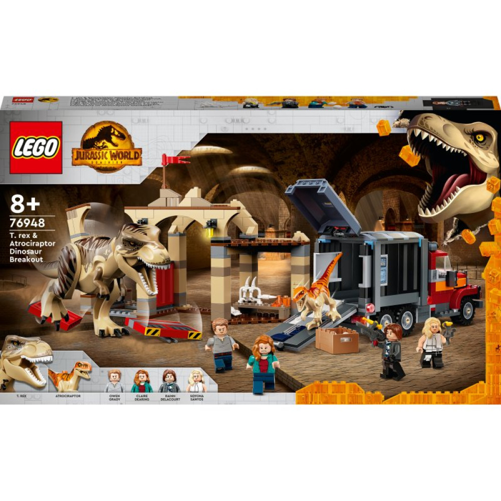 Конструктор LEGO Jurassic World Побег тиранозавра и атроцираптора 466 деталей (76948)