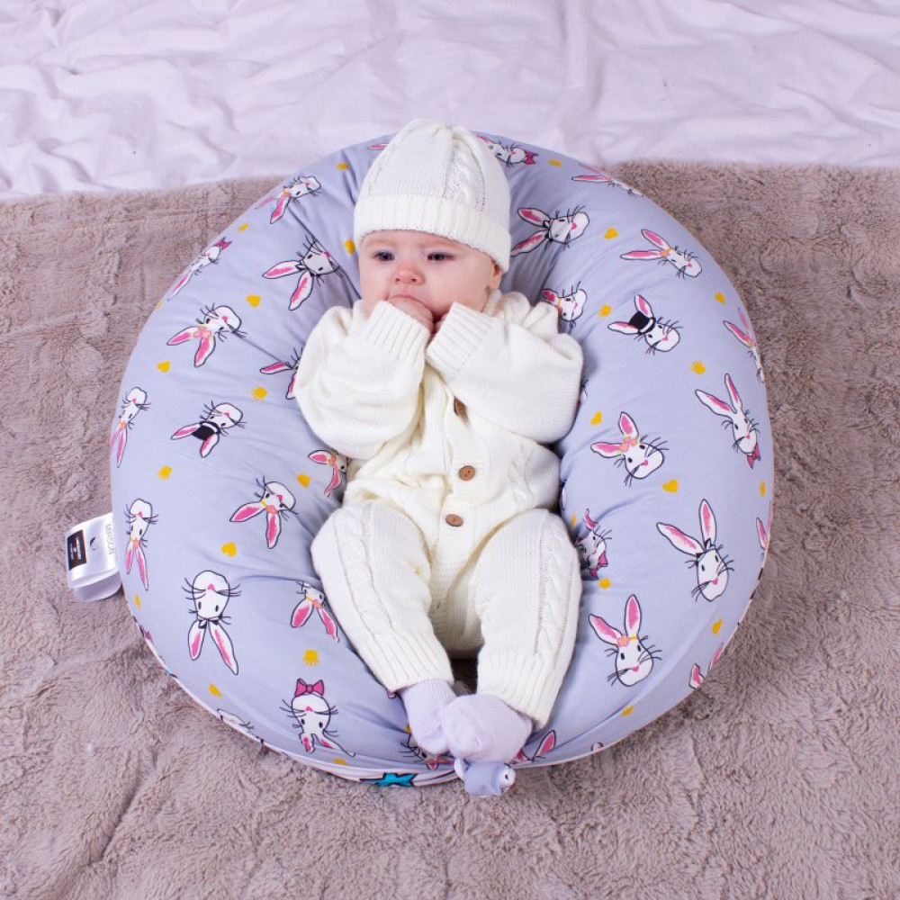 Подушка MirSon для беременных и кормления №8310 Print Line 17-0527 Bunnies Бязь 30х170х20 см (2200006200352)