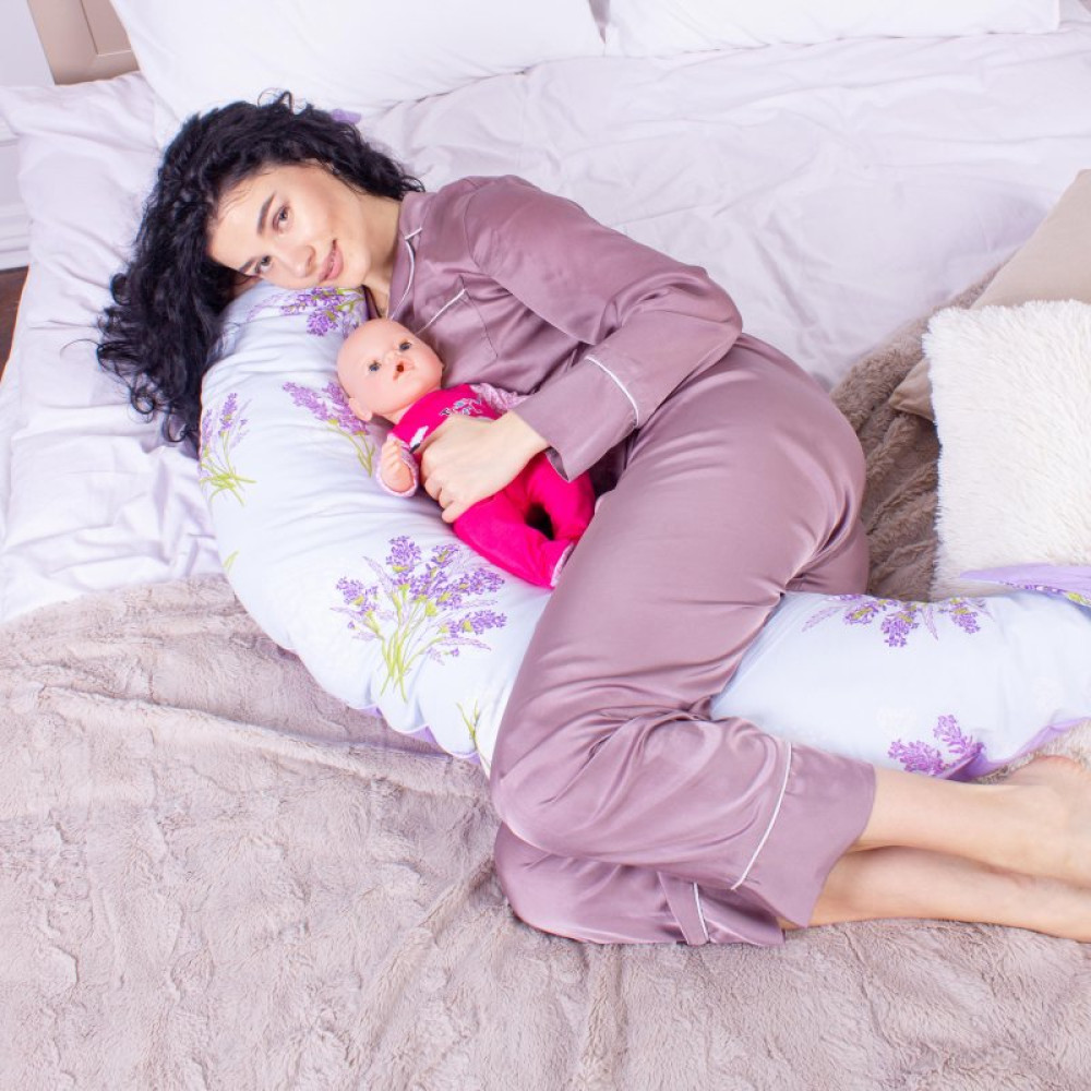 Подушка MirSon для беременных и кормления №8313 Print Line 17-0130 Lavender sea Бязь 30х170х20 см (2200006200383)