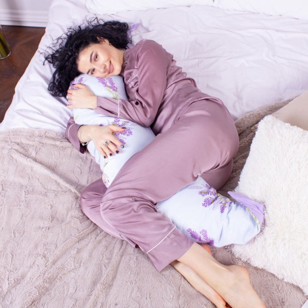 Подушка MirSon для беременных и кормления №8313 Print Line 17-0130 Lavender sea Бязь 30х170х20 см (2200006200383)