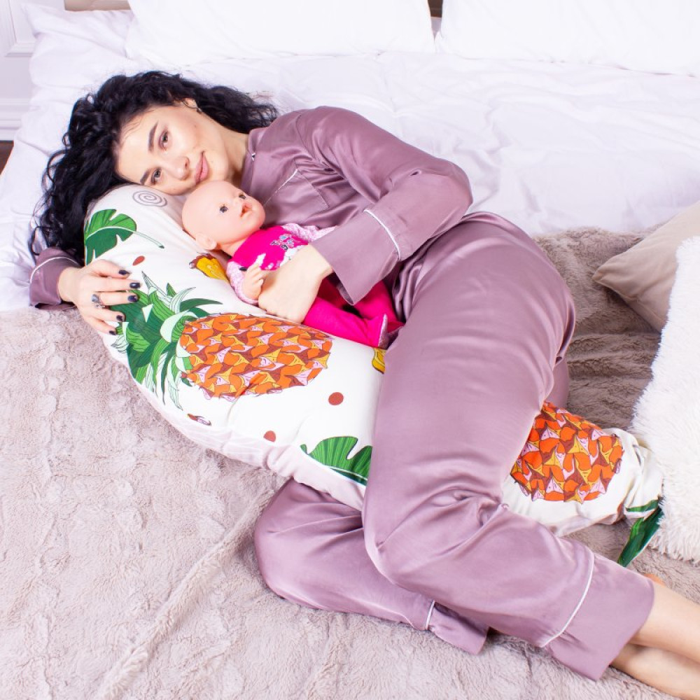 Подушка MirSon для беременных и кормления №8328 Print Line 17-0263 Ananas Бязь 30х170х20 см (2200006200536)