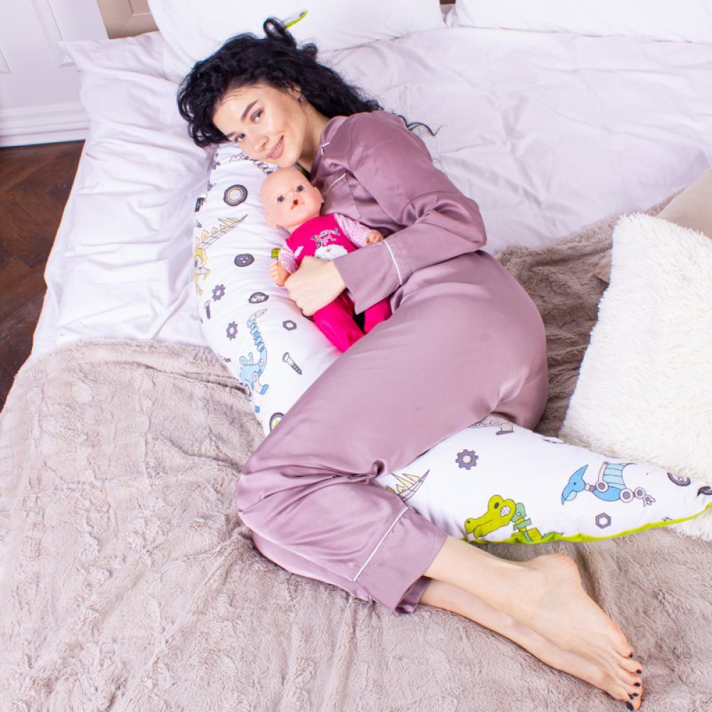 Подушка MirSon для беременных и кормления №8331 Print Line 17-0576 Dinosaur robot Бязь 30х170х20 см (2200006200567)